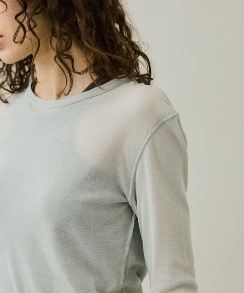 MATURED(マチュアード)の「【MATURED/マチュアード】シアーロングスリーブトップス(Tシャツ/カットソー・レディース・ブルー/イエロー/ミント・FREE)」の9枚目の写真