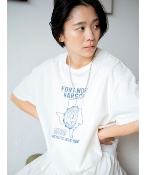 Ungrid（アングリッド）の「ヴィンテージロゴショートTee（Tシャツ/カットソー・レディース・ネイビー/イエロー/オフホワイト・FREE）」の22枚目の写真
