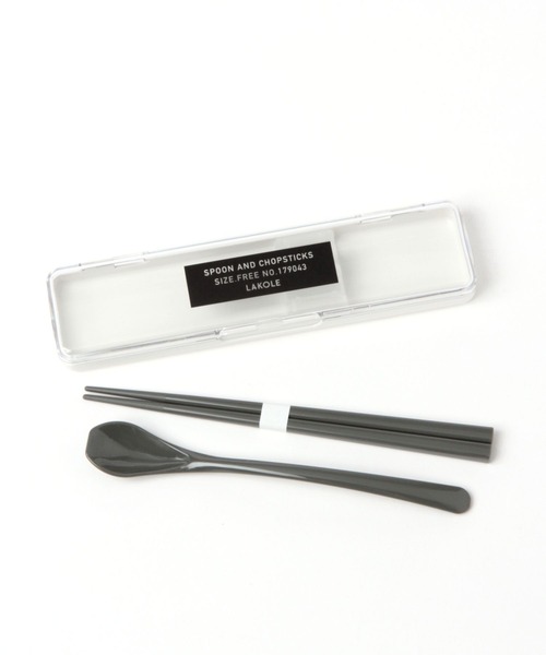 LAKOLE（ラコレ）の「モノクロ箸&スプーンセット / 196333（カトラリー・レディース・ホワイト/ブラック・FREE）」の2枚目の写真