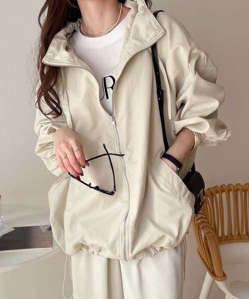 【最終値下げ】競馬 ブルゾン パーカー アドマイヤムーン セール】ナイロンボリュームミドル丈パーカー（ブルゾン）｜andme