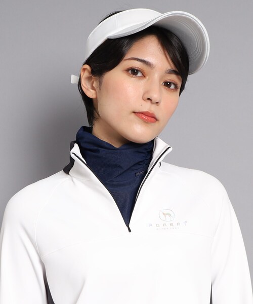 【UVカット/防透け】裾リボン モックネックプルオーバー　adabat adabat tシャツ 「吸水速乾/UVカット」ラインストーンロゴ