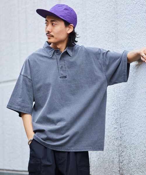 FREAK'S STORE(フリークスストア)の「【限定展開】ビッグシルエット ピグメント加工 ソリッドポロシャツ(ポロシャツ・メンズ・グリーン/ブラック/ベージュ・SMALL/MEDIUM/LARGE)」の7枚目の写真