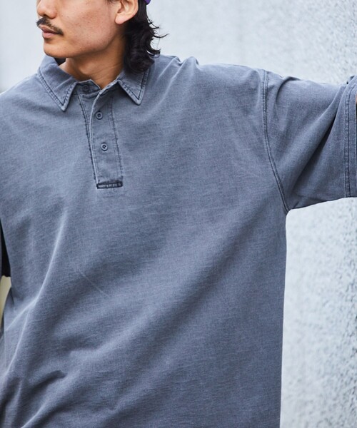 FREAK'S STORE(フリークスストア)の「【限定展開】ビッグシルエット ピグメント加工 ソリッドポロシャツ(ポロシャツ・メンズ・グリーン/ブラック/ベージュ・SMALL/MEDIUM/LARGE)」の8枚目の写真