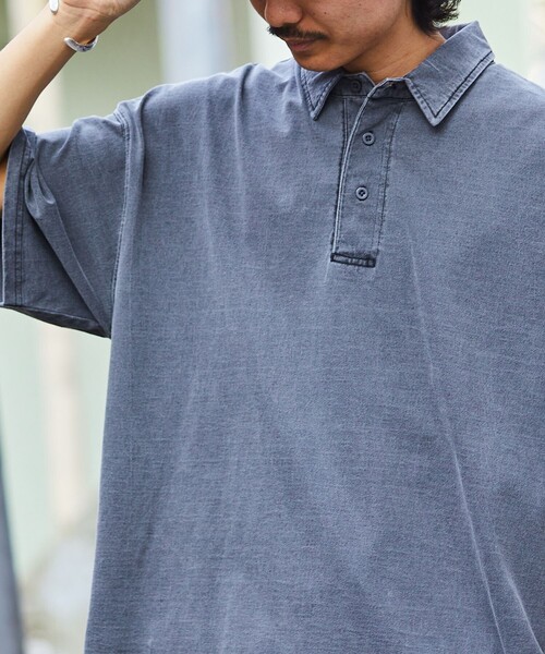 FREAK'S STORE(フリークスストア)の「【限定展開】ビッグシルエット ピグメント加工 ソリッドポロシャツ(ポロシャツ・メンズ・グリーン/ブラック/ベージュ・SMALL/MEDIUM/LARGE)」の10枚目の写真