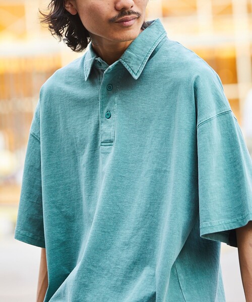 FREAK'S STORE(フリークスストア)の「【限定展開】ビッグシルエット ピグメント加工 ソリッドポロシャツ(ポロシャツ・メンズ・グリーン/ブラック/ベージュ・SMALL/MEDIUM/LARGE)」の19枚目の写真