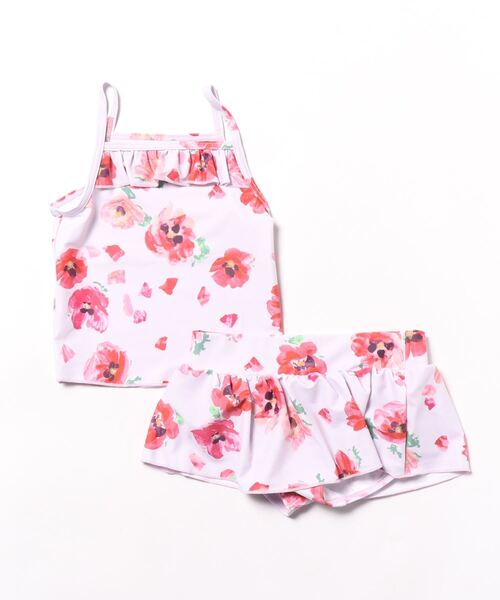 HAKKA KIDS（ハッカキッズ）の「[水着･スイム]ポピー/ボタニカルガーデンプリントタンキニ（水着・キッズ・レッド/パープル/ピンク・L/S/M）」の3枚目の写真