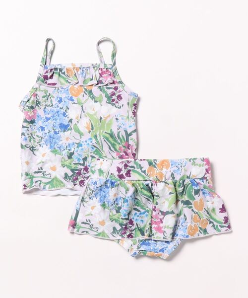 HAKKA KIDS（ハッカキッズ）の「[水着･スイム]ポピー/ボタニカルガーデンプリントタンキニ（水着・キッズ・レッド/パープル/ピンク・L/S/M）」の2枚目の写真