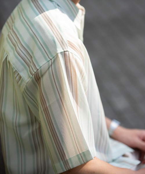 URBAN RESEARCH Sonny Label(アーバンリサーチサニーレーベル)の「メッシュパナマプリントショートスリーブシャツ(シャツ/ブラウス・メンズ・ネイビー/パープル/ライトブルー/ベージュ系その他/グリーン系その他/ブルー系その他・MEDIUM/LARGE)」の8枚目の写真