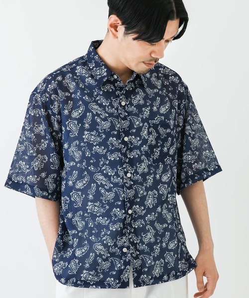 URBAN RESEARCH Sonny Label(アーバンリサーチサニーレーベル)の「メッシュパナマプリントショートスリーブシャツ(シャツ/ブラウス・メンズ・ネイビー/パープル/ライトブルー/ベージュ系その他/グリーン系その他/ブルー系その他・MEDIUM/LARGE)」の10枚目の写真
