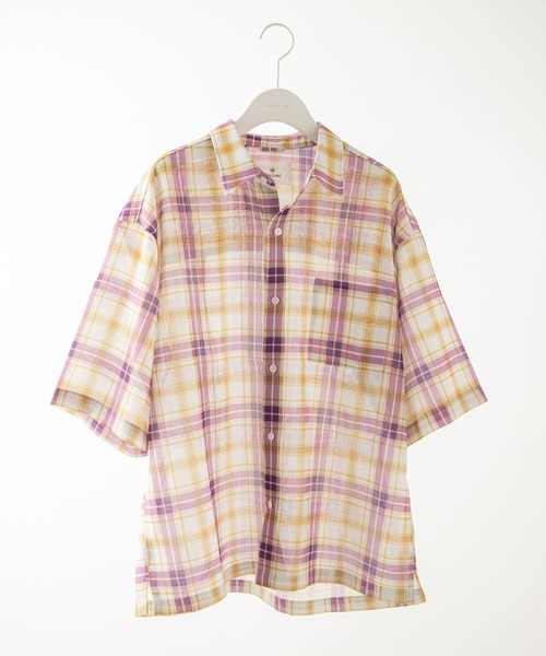 URBAN RESEARCH Sonny Label(アーバンリサーチサニーレーベル)の「メッシュパナマプリントショートスリーブシャツ(シャツ/ブラウス・メンズ・ネイビー/パープル/ライトブルー/ベージュ系その他/グリーン系その他/ブルー系その他・MEDIUM/LARGE)」の1枚目の写真