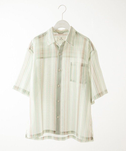 URBAN RESEARCH Sonny Label(アーバンリサーチサニーレーベル)の「メッシュパナマプリントショートスリーブシャツ(シャツ/ブラウス・メンズ・ネイビー/パープル/ライトブルー/ベージュ系その他/グリーン系その他/ブルー系その他・MEDIUM/LARGE)」の2枚目の写真