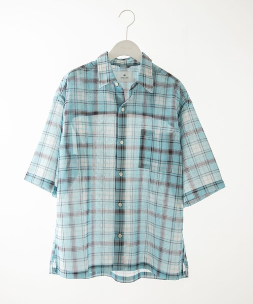 URBAN RESEARCH Sonny Label(アーバンリサーチサニーレーベル)の「メッシュパナマプリントショートスリーブシャツ(シャツ/ブラウス・メンズ・ネイビー/パープル/ライトブルー/ベージュ系その他/グリーン系その他/ブルー系その他・MEDIUM/LARGE)」の4枚目の写真