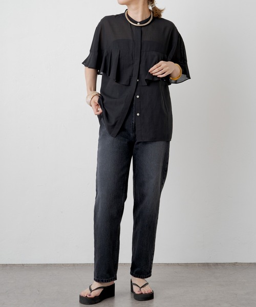 Omekashi（オメカシ）の「シアーフリルブラウス（シャツ/ブラウス・レディース・ブラウン/ブラック/オフホワイト・FREE）」の7枚目の写真