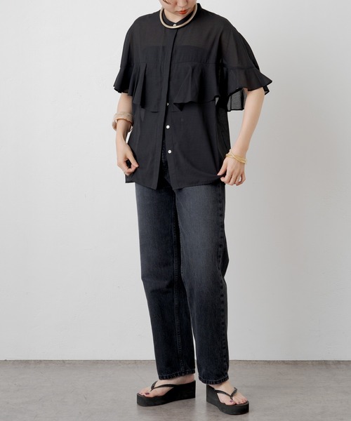 Omekashi（オメカシ）の「シアーフリルブラウス（シャツ/ブラウス・レディース・ブラウン/ブラック/オフホワイト・FREE）」の8枚目の写真