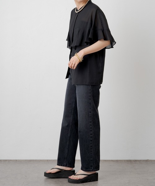 Omekashi（オメカシ）の「シアーフリルブラウス（シャツ/ブラウス・レディース・ブラウン/ブラック/オフホワイト・FREE）」の9枚目の写真