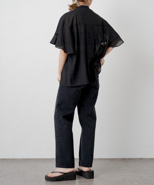 Omekashi（オメカシ）の「シアーフリルブラウス（シャツ/ブラウス・レディース・ブラウン/ブラック/オフホワイト・FREE）」の10枚目の写真