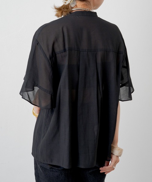 Omekashi（オメカシ）の「シアーフリルブラウス（シャツ/ブラウス・レディース・ブラウン/ブラック/オフホワイト・FREE）」の6枚目の写真