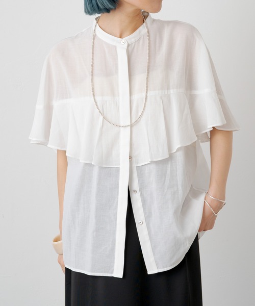 Omekashi（オメカシ）の「シアーフリルブラウス（シャツ/ブラウス・レディース・ブラウン/ブラック/オフホワイト・FREE）」の13枚目の写真