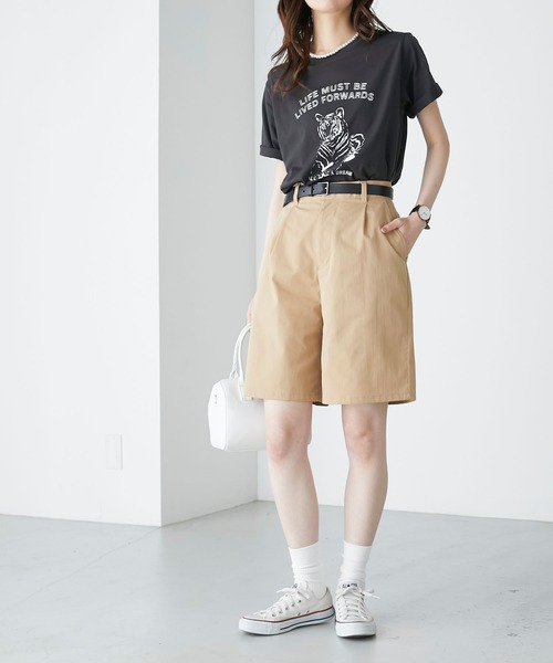 BONLECILL（ボンルシール）の「タイガーモチーフプリント 半袖ロゴTシャツ（Tシャツ/カットソー・レディース・ベージュ/イエロー/チャコールグレー/オフホワイト・FREE）」の19枚目の写真