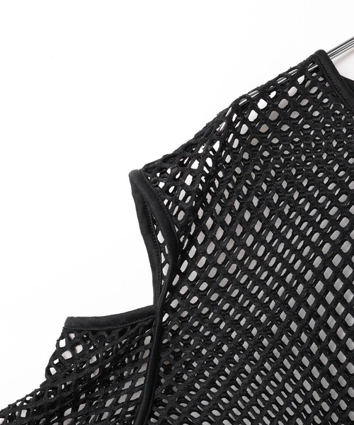 3.3 Field Trip (3.3フィールドトリップ)の「【再販】「3.3 Field Trip/メッシュTOP」 / メッシュニット / 透かし編み / ショルダースリット / 肩あき 2905141(Tシャツ/カットソー・レディース・カーキ/ブラック/アイボリー/パープル・FREE)」の14枚目の写真