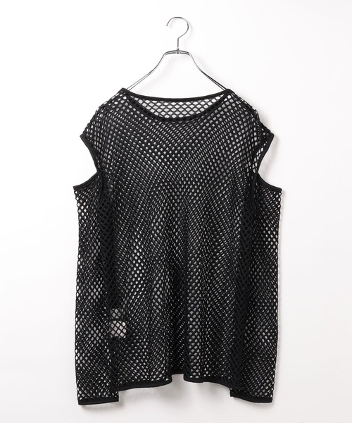 3.3 Field Trip (3.3フィールドトリップ)の「【再販】「3.3 Field Trip/メッシュTOP」 / メッシュニット / 透かし編み / ショルダースリット / 肩あき 2905141(Tシャツ/カットソー・レディース・カーキ/ブラック/アイボリー/パープル・FREE)」の13枚目の写真
