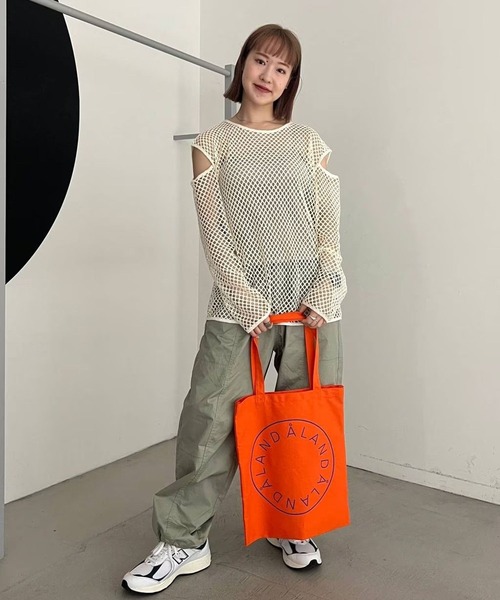 3.3 Field Trip (3.3フィールドトリップ)の「【再販】「3.3 Field Trip/メッシュTOP」 / メッシュニット / 透かし編み / ショルダースリット / 肩あき 2905141(Tシャツ/カットソー・レディース・カーキ/ブラック/アイボリー/パープル・FREE)」の21枚目の写真