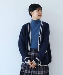 ラム配色 Vネックカーディガン