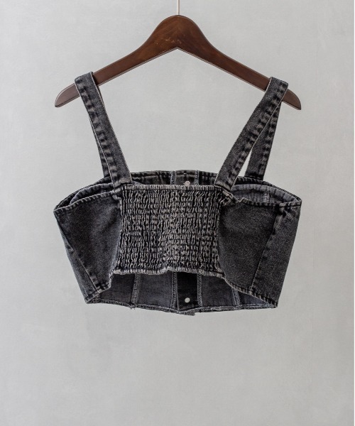 SpRay（スプレイ）の「【2点セット】デニムビスチェ×ボリューム袖半袖ブラウス（シャツ/ブラウス・レディース・ブラック/ブルー・FREE）」の19枚目の写真