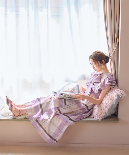 WILLSELECTION（ウィルセレクション）の「シアーチェックワンピース（ワンピース・レディース・レッド系その他/ブラウン系その他/パープル系その他・MEDIUM）」の8枚目の写真