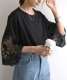 and it_（アンドイット）の「レーススリーブカットソー トップス（Tシャツ/カットソー）」