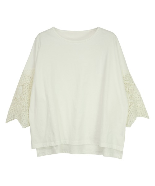 and it_(アンドイット)の「レーススリーブカットソー トップス(Tシャツ/カットソー・レディース・オフホワイト/スモークピンク/ブラック/グリーン・M/L)」の12枚目の写真