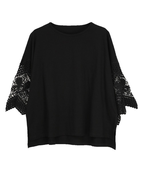 and it_(アンドイット)の「レーススリーブカットソー トップス(Tシャツ/カットソー・レディース・オフホワイト/スモークピンク/ブラック/グリーン・M/L)」の13枚目の写真