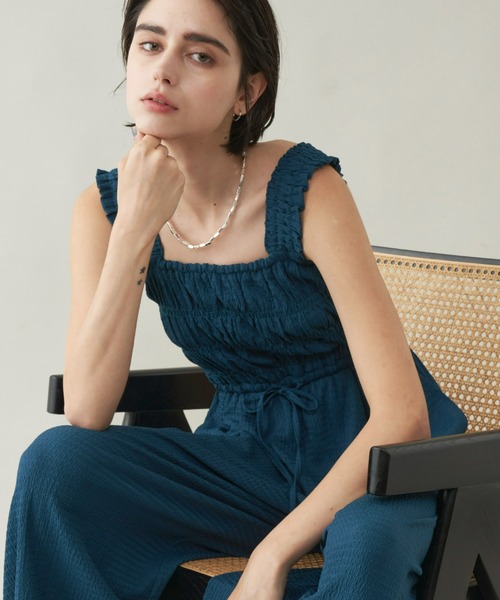 Unitage（ユニテージ）の「シャーリングオールインワン（サロペット/オーバーオール・レディース・チャコールグレー/ブルー・FREE）」の19枚目の写真