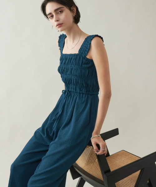 Unitage（ユニテージ）の「シャーリングオールインワン（サロペット/オーバーオール・レディース・チャコールグレー/ブルー・FREE）」の15枚目の写真