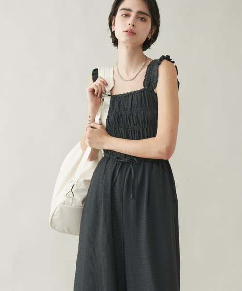 Unitage（ユニテージ）の「シャーリングオールインワン（サロペット/オーバーオール・レディース・チャコールグレー/ブルー・FREE）」の20枚目の写真