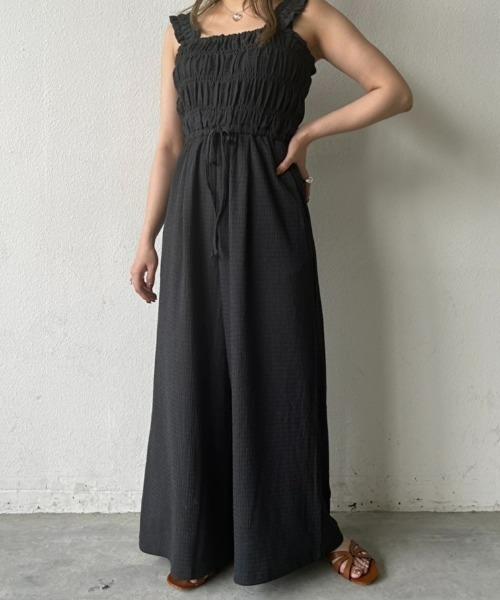 Unitage（ユニテージ）の「シャーリングオールインワン（サロペット/オーバーオール・レディース・チャコールグレー/ブルー・FREE）」の21枚目の写真