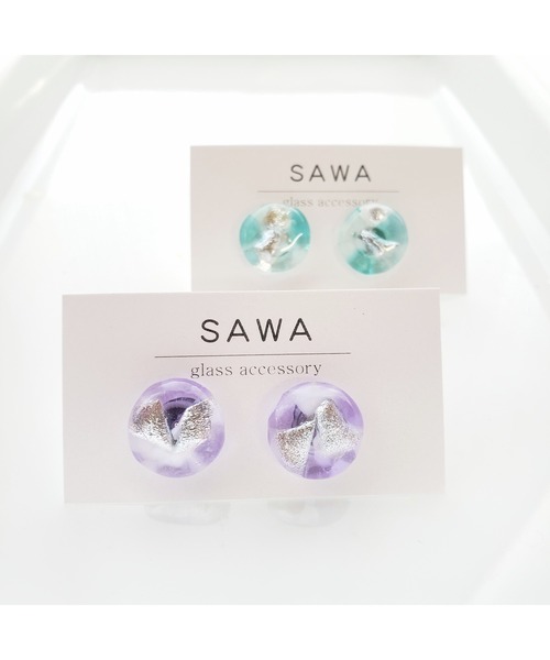 tone(トーン)の「【sawa】クラッシュピアス(サークル)(MA)(ピアス(両耳用)・レディース・ターコイズブルー/ラベンダー・FREE)」の2枚目の写真