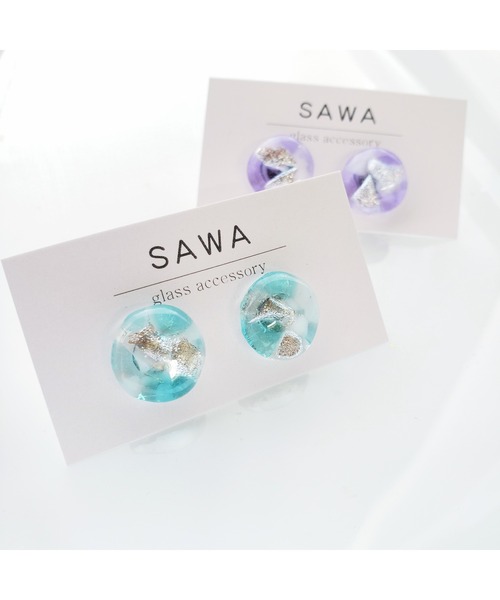 tone(トーン)の「【sawa】クラッシュピアス(サークル)(MA)(ピアス(両耳用)・レディース・ターコイズブルー/ラベンダー・FREE)」の5枚目の写真