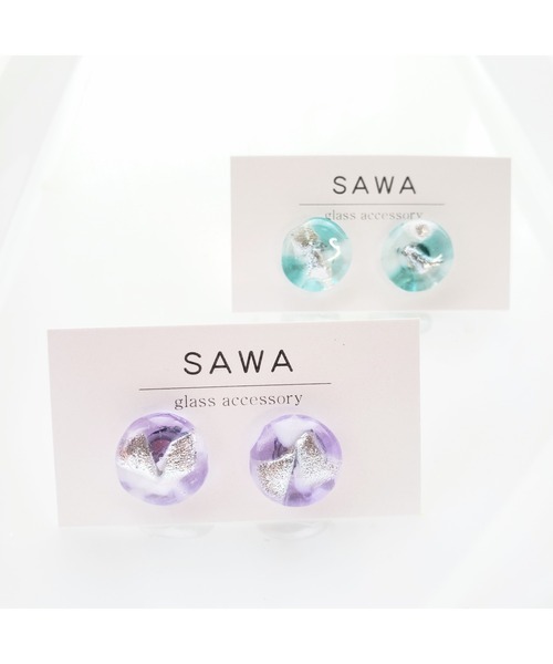tone(トーン)の「【sawa】クラッシュピアス(サークル)(MA)(ピアス(両耳用)・レディース・ターコイズブルー/ラベンダー・FREE)」の3枚目の写真