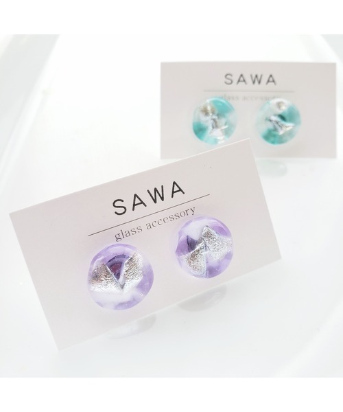 tone(トーン)の「【sawa】クラッシュピアス(サークル)(MA)(ピアス(両耳用)・レディース・ターコイズブルー/ラベンダー・FREE)」の9枚目の写真