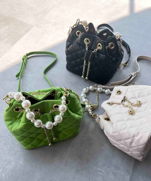 PICCIN(ピッチン)の「キルティングチェーンバッグ(ショルダーバッグ・レディース・グリーン/ブラック/アイボリー・FREE)」の14枚目の写真