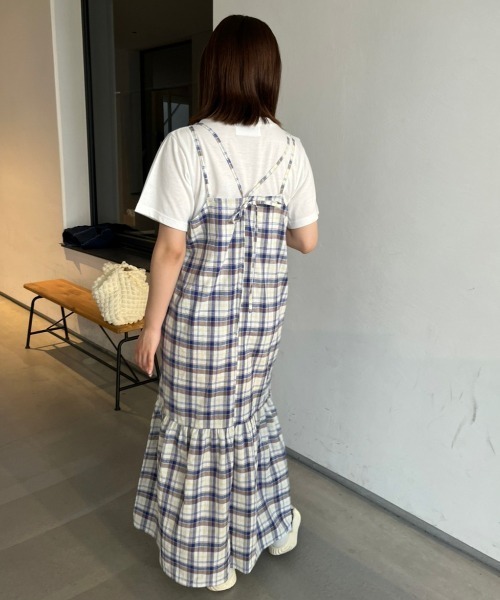 セール】チェック柄ティアードキャミワンピース（ワンピース