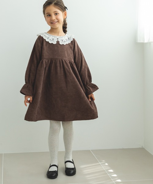 pairmanon（ペアマノン）の「レース衿 コーデュロイ 長袖 ワンピース