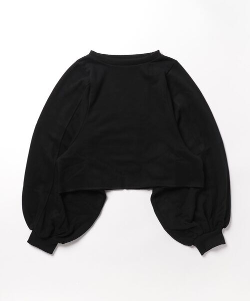 STYLEBLOCK（スタイルブロック）の「裏毛起毛バルーンスリーブショートプルオーバー（Tシャツ/カットソー・レディース・オフホワイト/ブラック/モカ/グレー/ホワイト系その他・M）」の3枚目の写真