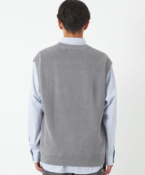 green label relaxing（グリーンレーベルリラクシング）の「クリアコットン ミックスアゼ クルーネック ベスト（ベスト・メンズ・グレー/ライトグレー・M/L/S/XL）」の5枚目の写真