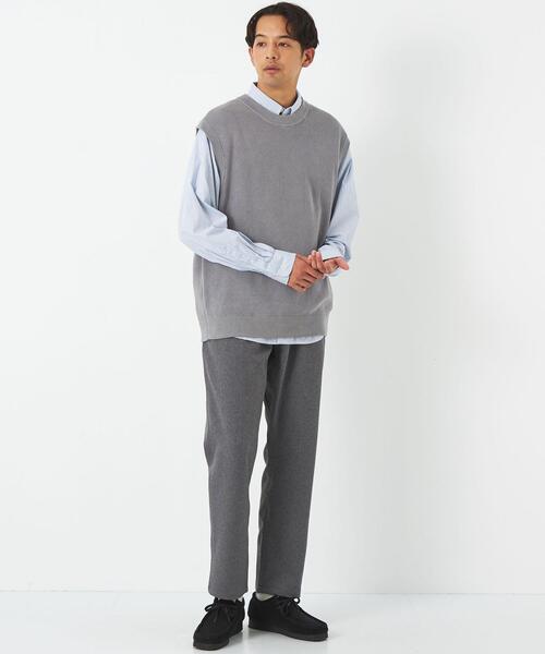 green label relaxing（グリーンレーベルリラクシング）の「クリアコットン ミックスアゼ クルーネック ベスト（ベスト・メンズ・グレー/ライトグレー・M/L/S/XL）」の6枚目の写真