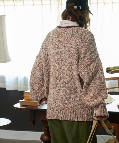 配色ロールネックミックスニットプルオーバー（ニット/セーター