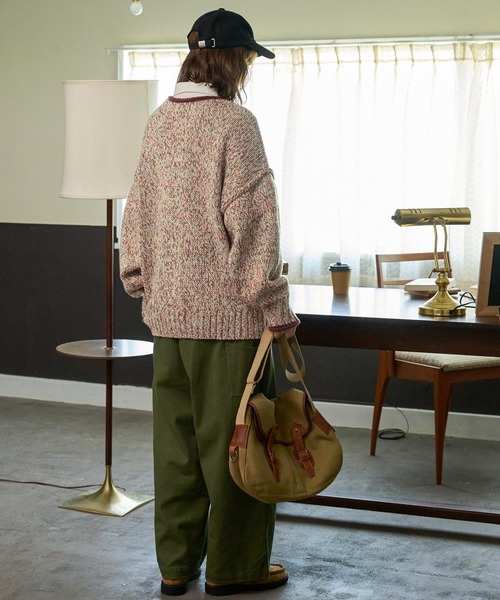 配色ロールネックミックスニットプルオーバー MONO-MART LADY'S