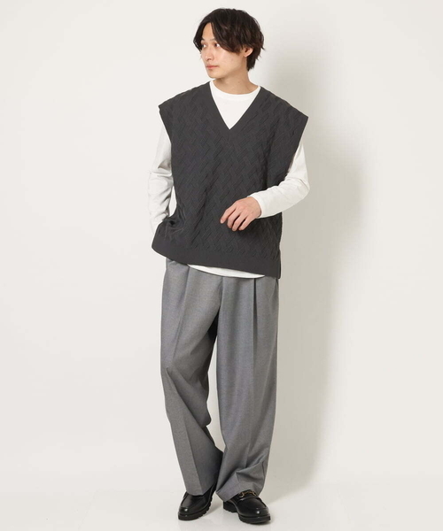 a.v.v(アーヴェヴェ)の「【2SET】Vネック地柄ニットベスト(カットソー付)(ニット/セーター・メンズ・ブルー/グリーン/チャコールグレー・48/44/46/50)」の10枚目の写真