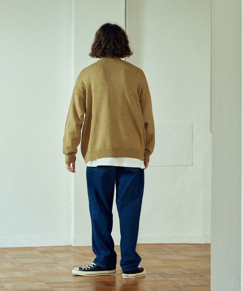 TOWNCRAFT（タウンクラフト）の「TOWN CRAFT/タウンクラフト 別注 リラックスフィット ハーフジップニット/ハーフジップ/ワンポイントロゴ/アクリルニット/ビックシルエット（ニット/セーター・メンズ・ベージュ/ブラック/サックスブルー/オレンジ/グリーン・MEDIUM/LARGE）」の18枚目の写真